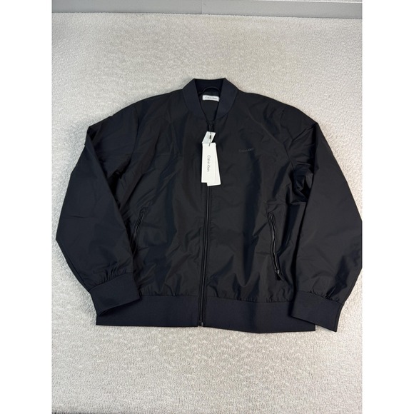 Calvin Klein Jacket Mens Large Black Bomber Water Resistant Recycled Polyester - Picture 1 of 8